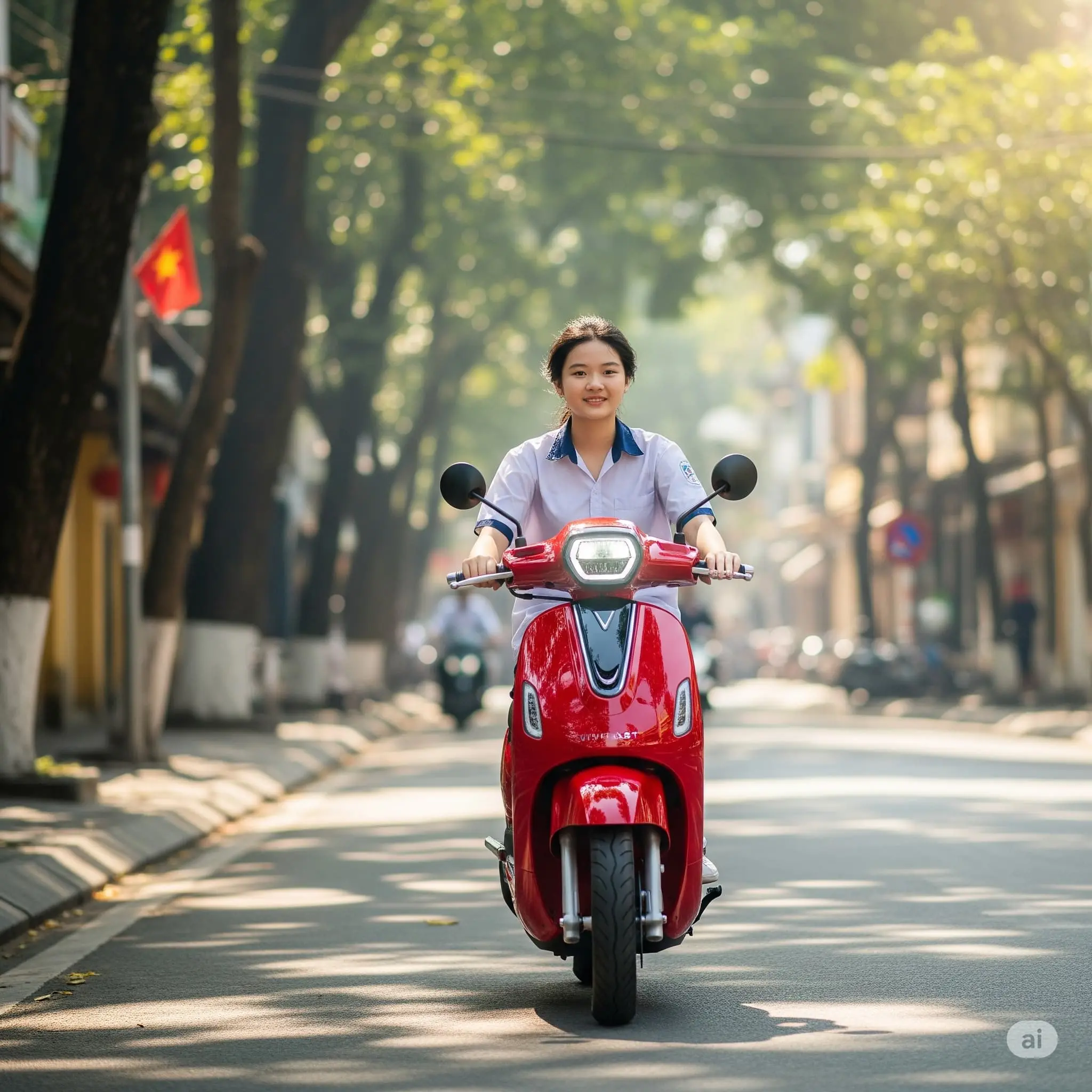 Học sinh sử dụng xe máy điện Evo 200 Lite