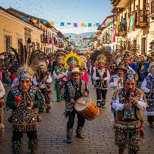 Lễ hội truyền thống văn hóa hóa của Mỹ Latinh với những người đeo mặt nạ và hóa trang