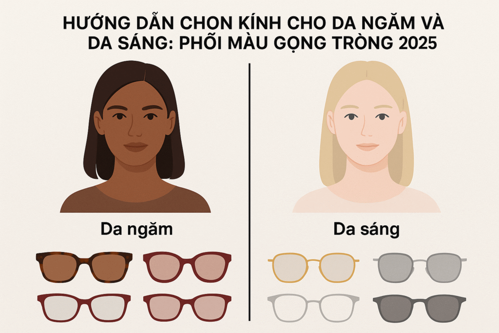 Hướng Dẫn Chọn Kính Cho Da Ngăm Và Da Sáng: Phối Màu Gọng Tròng 2025