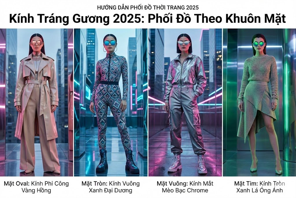 Chọn Kính Tráng Gương & Màu Theo Khuôn Mặt: Hướng Dẫn Phối Đồ Thời Trang 2025