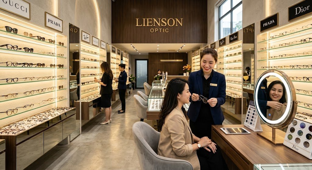 Cửa hàng kính mắt chuyên nghiệp với thiết bị đo mắt chuẩn quốc tế