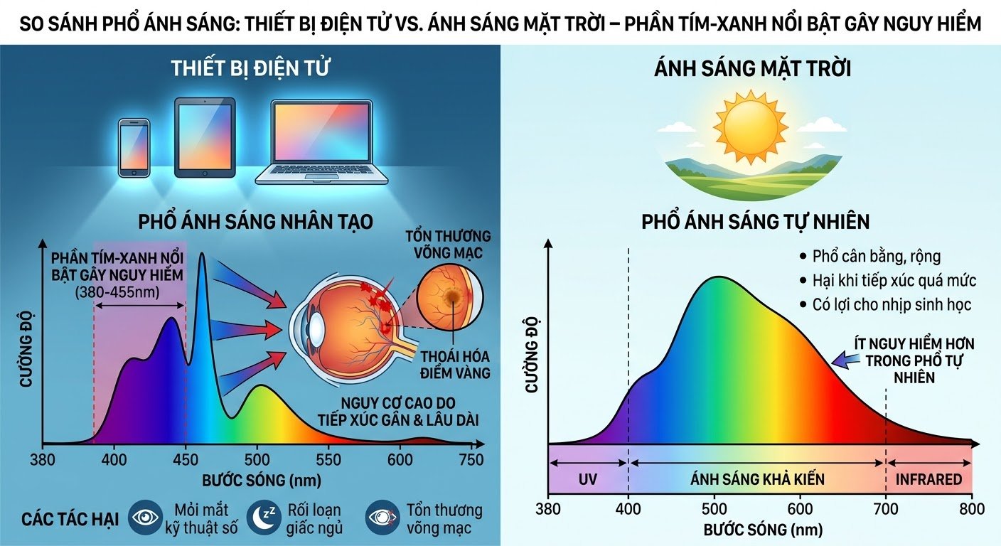 Tác hại của ánh sáng xanh đối với mắt