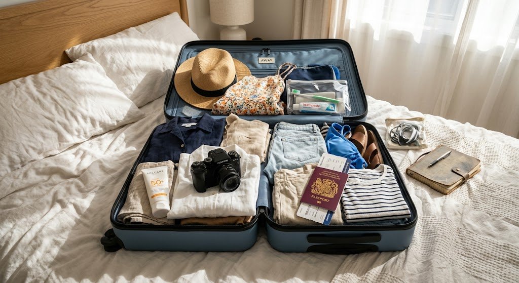 Cảnh bãi biển nắng chói dịp lễ 30/4 — cần kính râm để bảo vệ mắt