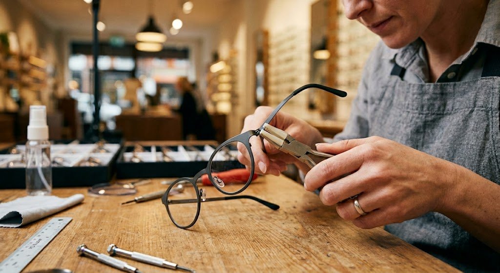 Gọng kính cong vênh lệch không vừa mặt gây mỏi mắt