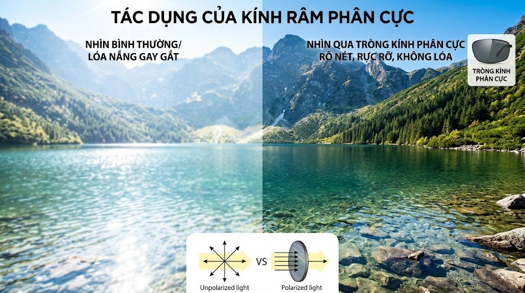 Tính năng tròng kính đi núi: UV400, phân cực, chống sương mù, thiết kế ôm sát