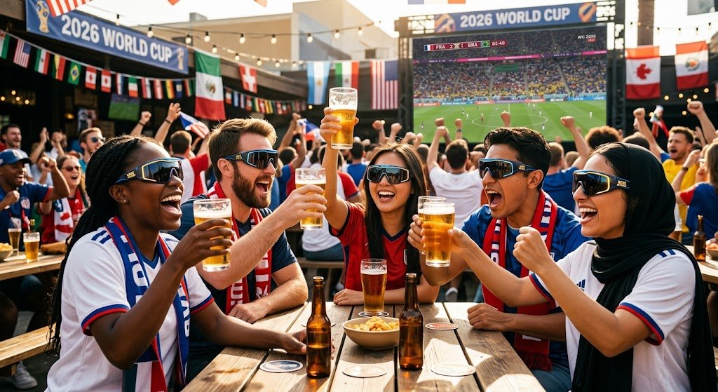 Kính World Cup 2026 phụ kiện fan hâm mộ bóng đá thể thao UV400 chính hãng