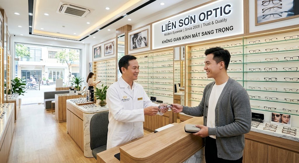 Gọng kính nam thời trang Liên Sơn Optic World Cup 2026 tự tin lịch lãm