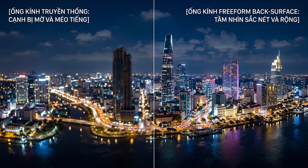 So sánh vùng nhìn giữa tròng kính Freeform mặt sau và tròng kính truyền thống