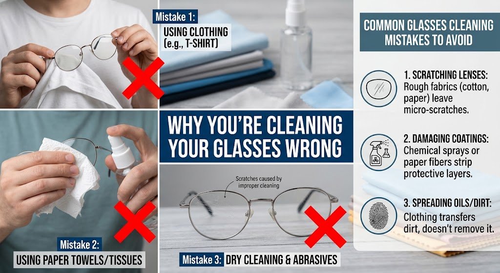 Những sai lầm phổ biến khi vệ sinh kính đa tròng khiến lớp váng phủ bị hỏng không thể phục hồi