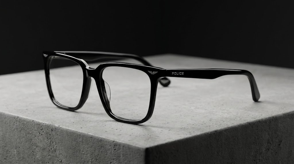 Gọng kính POLICE VPLU60 0700 màu đen bóng Shiny Black – thiết kế Acetate cao cấp từ Ý