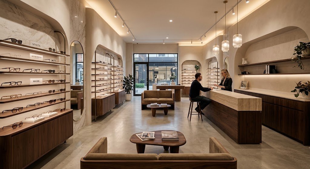 Showroom Liên Sơn Optic — không gian trải nghiệm tròng kính Freeform kỹ thuật số cao cấp