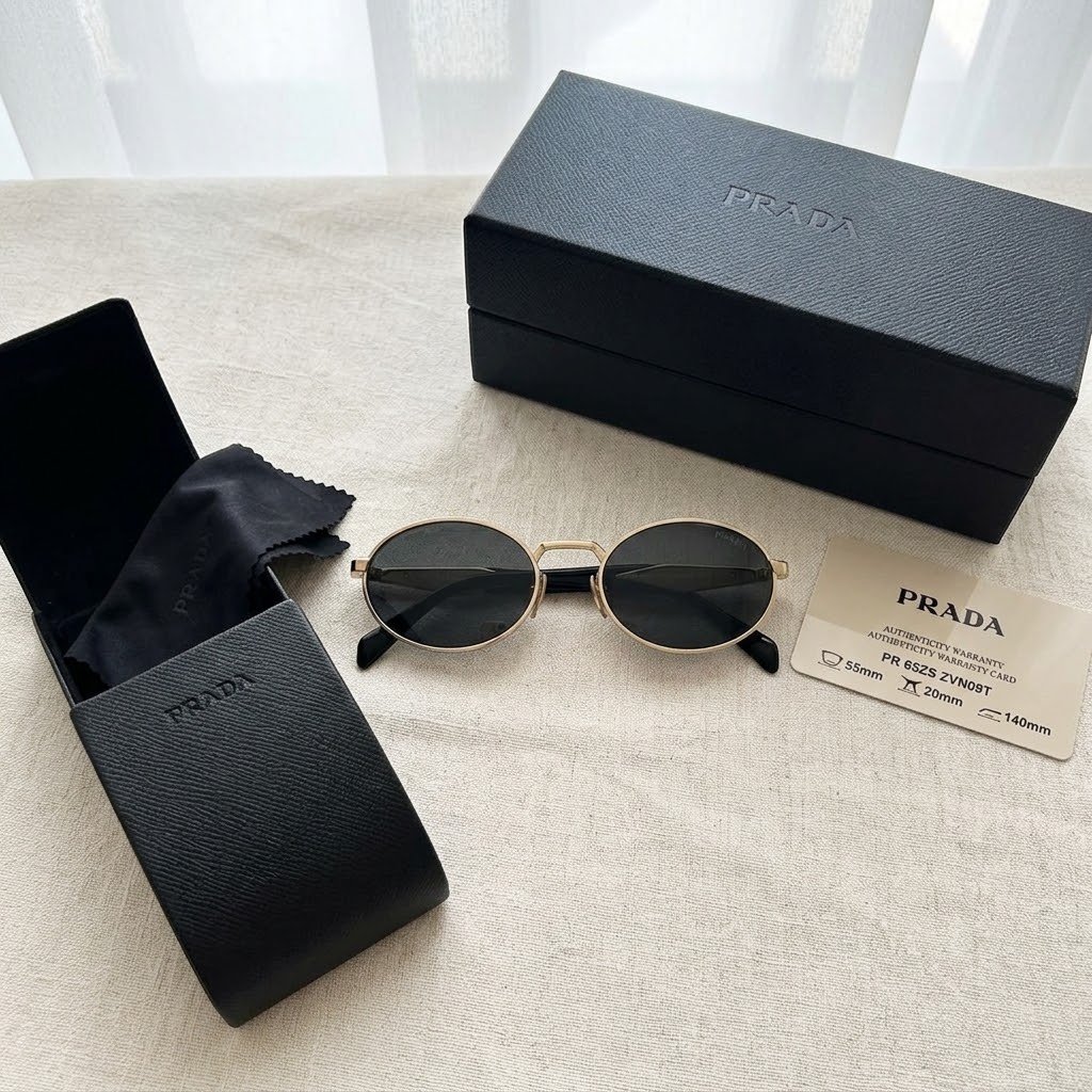 Nhận biết kính Prada PR 65ZS ZVN09T chính hãng – chi tiết khắc laser và fullbox phụ kiện
