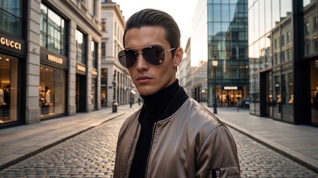 Kính Versace hợp khuôn mặt trái tim – gọng trong suốt phi công Aviator mảnh tại Liên Sơn