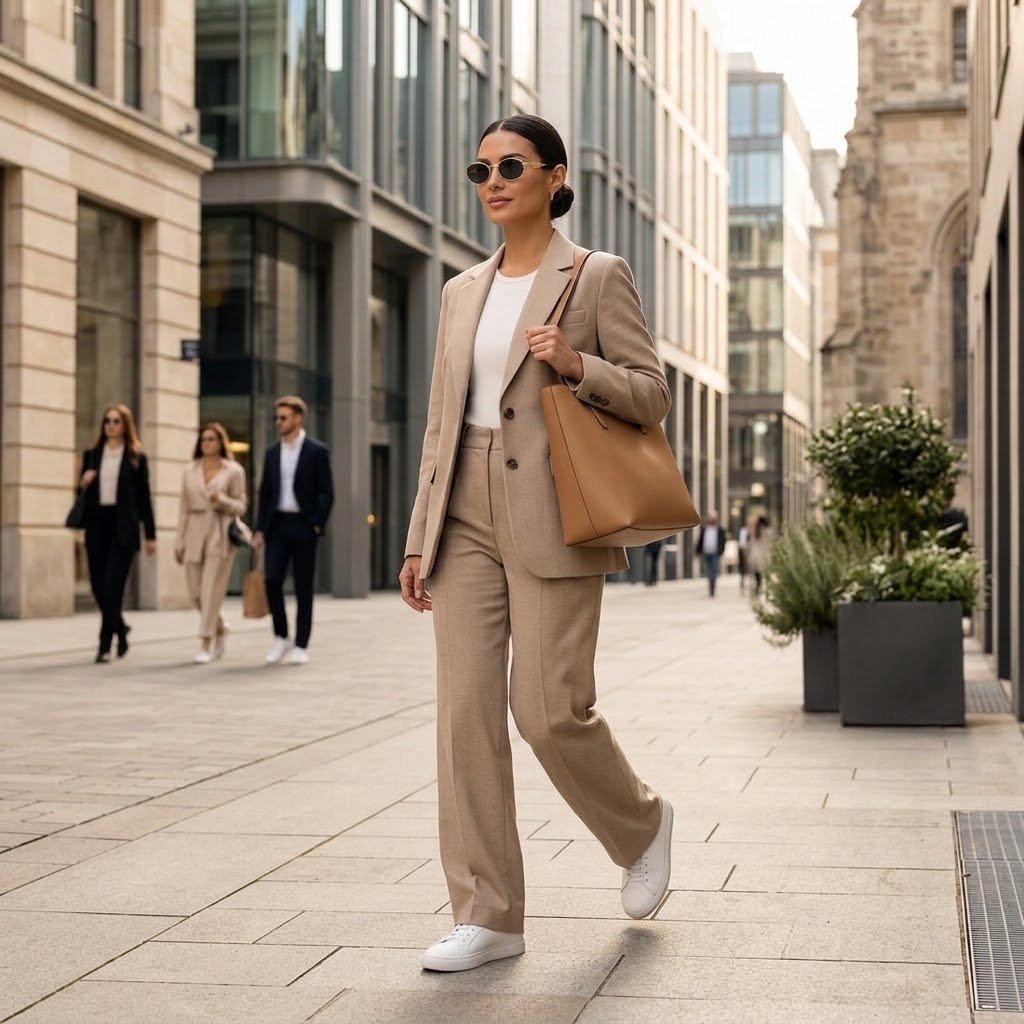 Gợi ý phối trang phục cùng kính Prada PR 65ZS ZVN09T – phong cách Quiet Luxury và Resort Wear