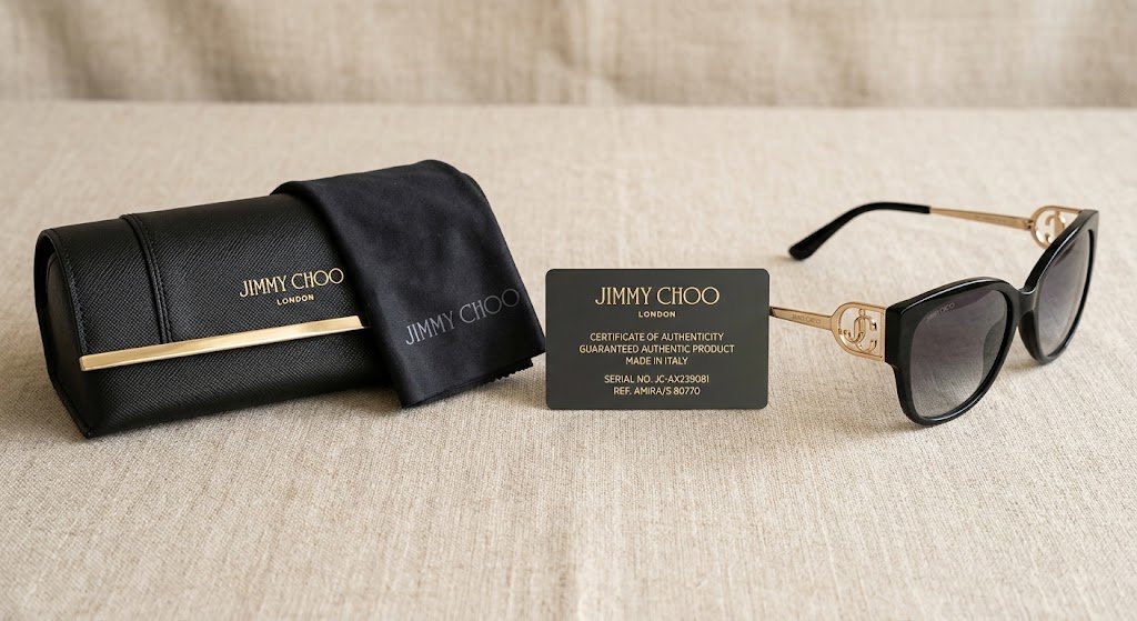 Hộp đựng và phụ kiện chính hãng của kính mắt Jimmy Choo